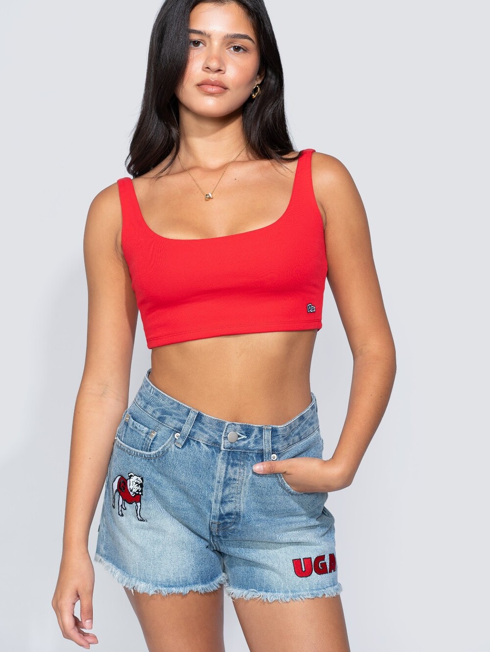 HYPE AND VICE patched shorts in denim UGA Bulldogs Georgia NWT Sz M